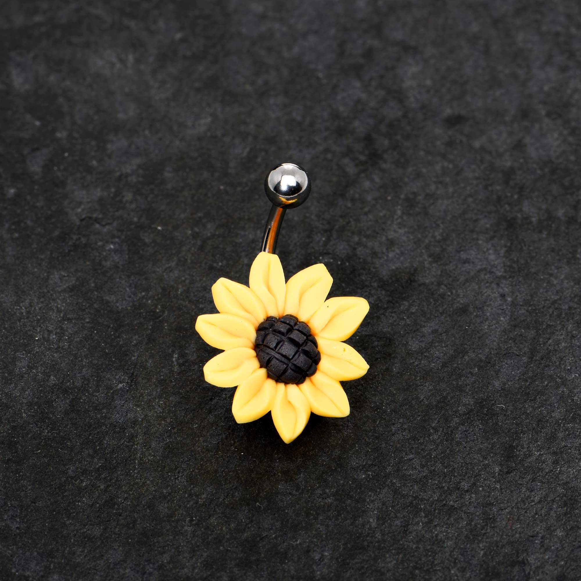 Stunning Sunflower Belly Button Ring - 14G Surgical Steel Navel Piercing Jewelry for Women - Perfect for Summer Outfits & Beach Vacations