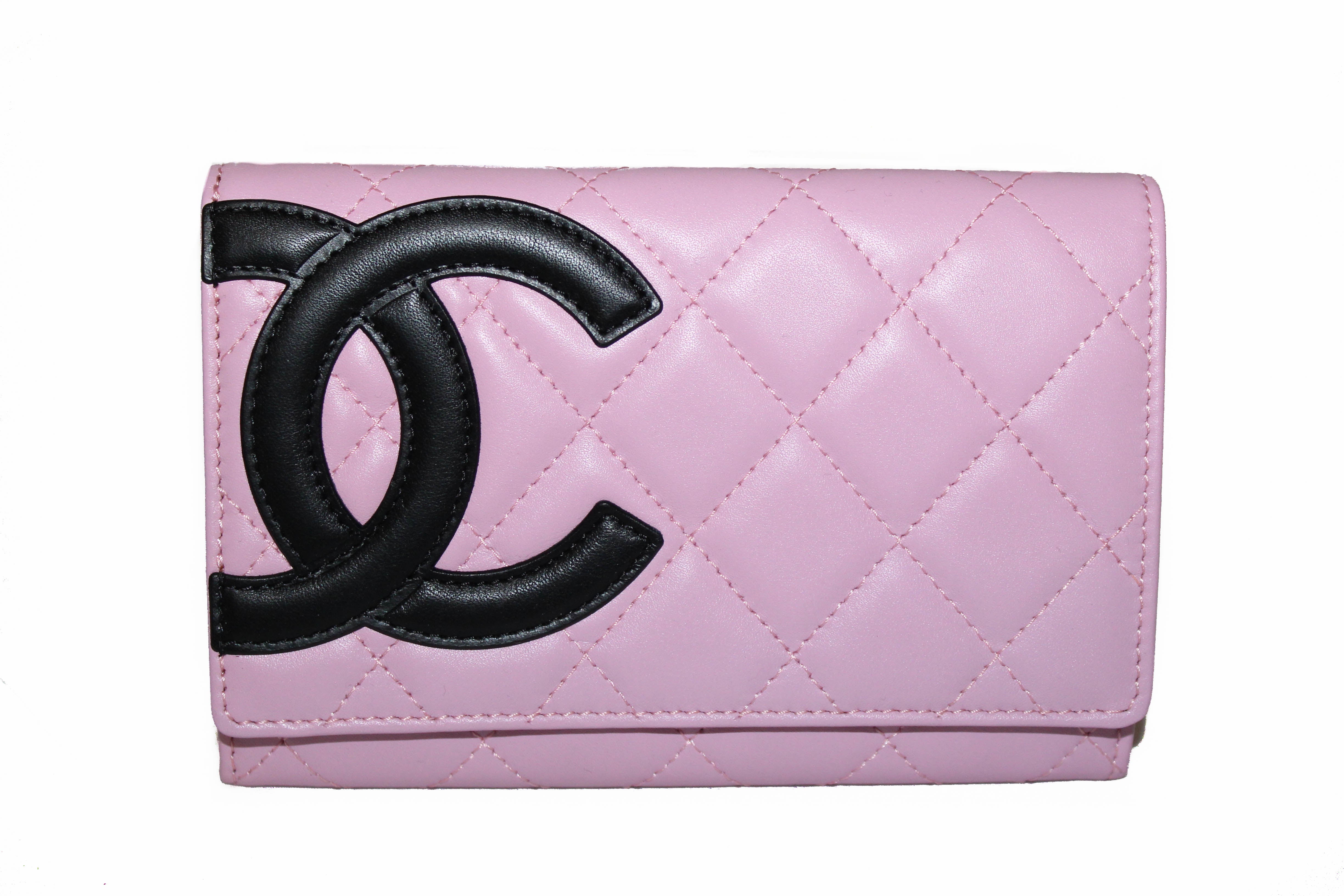 Authentic Chanel Pink Quilted Cambon Lambskin Leather Medium Wallet - Luxury Designer Handbag for Women, Perfect for Everyday Use & Special Occasions