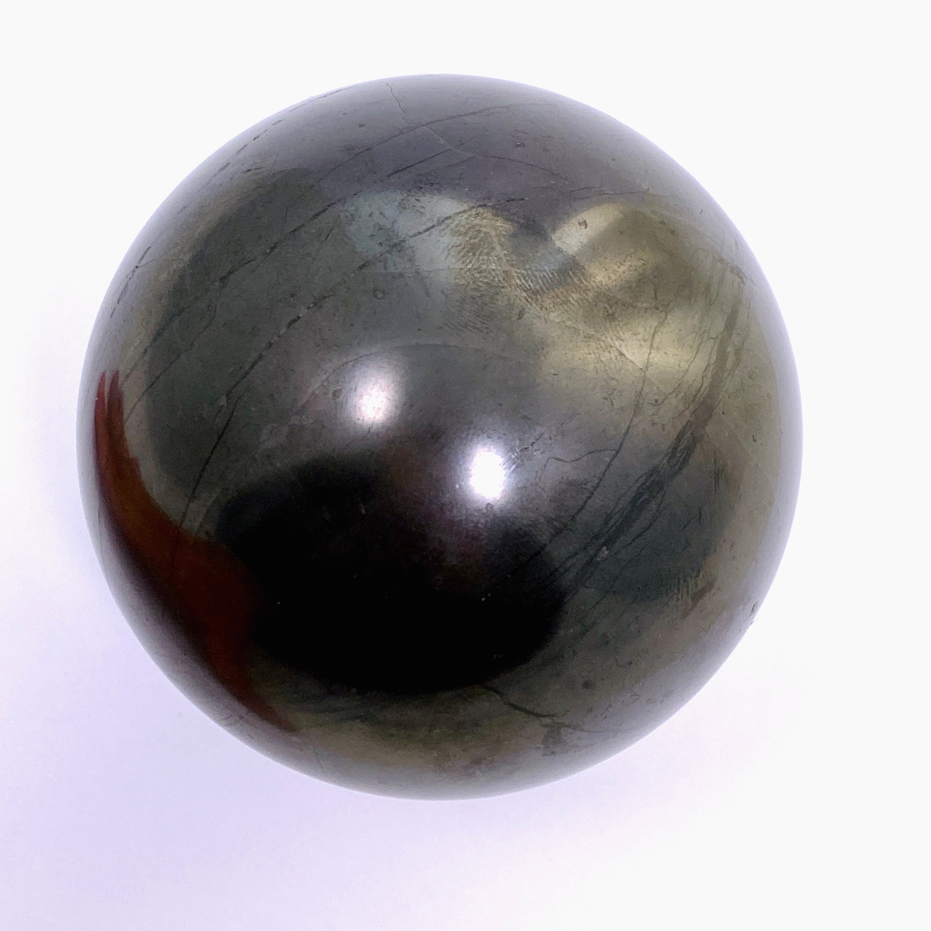 Shungite Sphere 84mm - Natural EMF Protection Stone for Home & Office - Meditation, Healing & Energy Purification - Perfect for Desk Decor, Feng Shui & Spiritual Practices