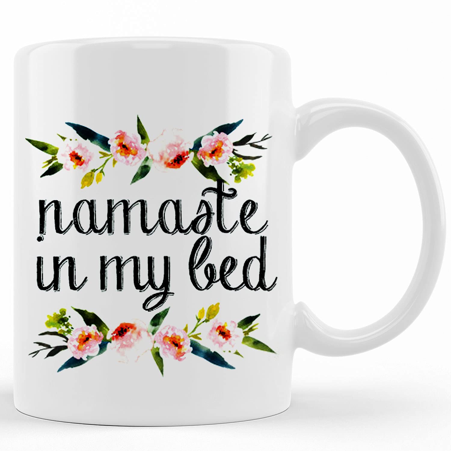 Namaste In Bed Ceramic Coffee Mug - 11oz & 15oz Funny Yoga Tea Cup - Perfect for Morning Coffee, Relaxing Yoga Sessions & Unique Gift Ideas
