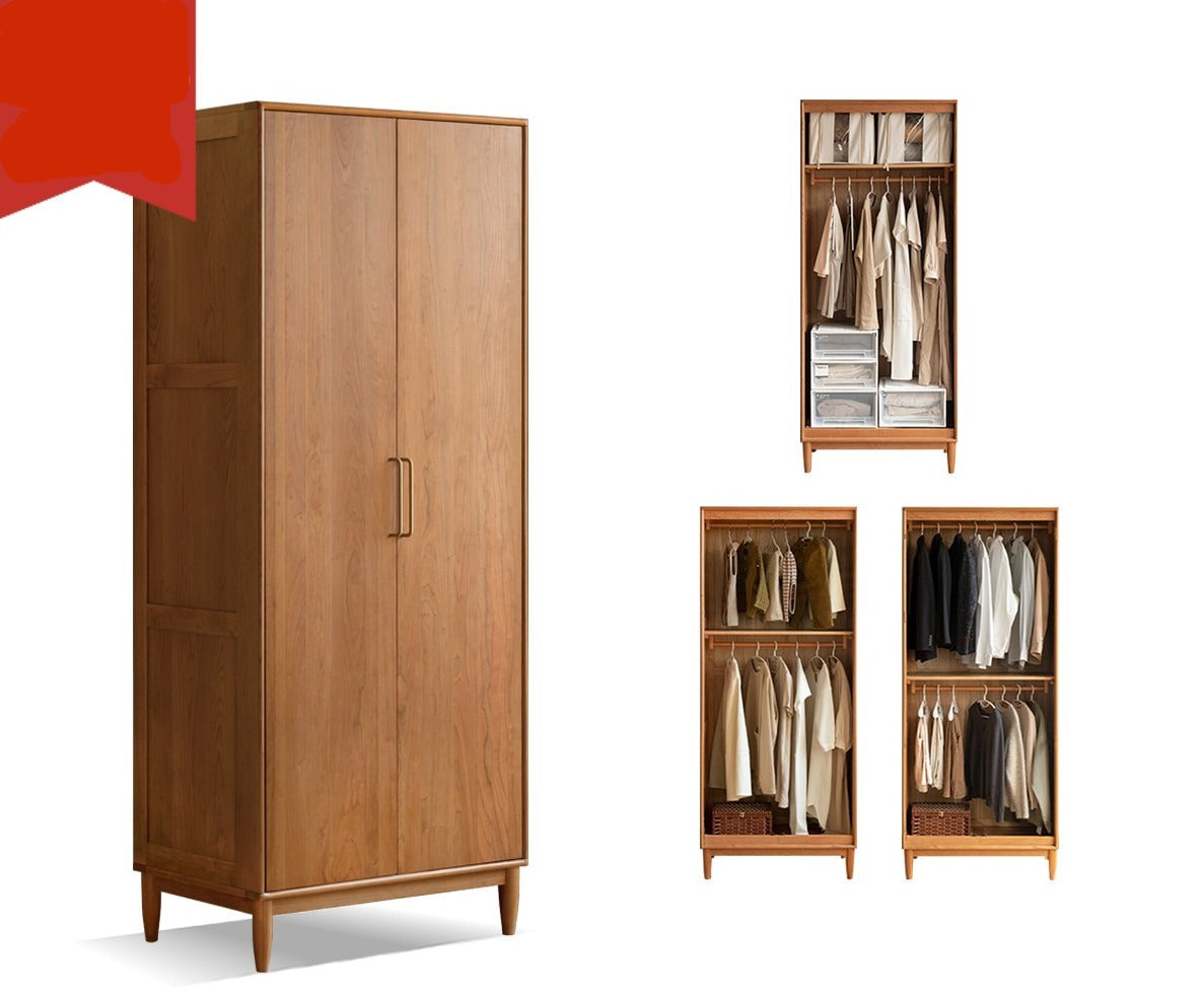 Solid Oak and Cherry Wood Wardrobe - Elegant and Durable Closet for Bedroom, Living Room, or Walk-In Closet Storage