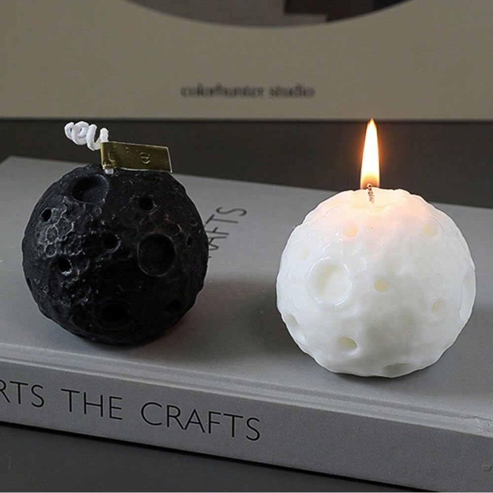 Moon Round Shape Scented Candle - Aromatherapy Home Decor for Christmas, Parties & Relaxation | White Scented Candles for Bedroom, Bathroom & Gift Giving (1 Box)