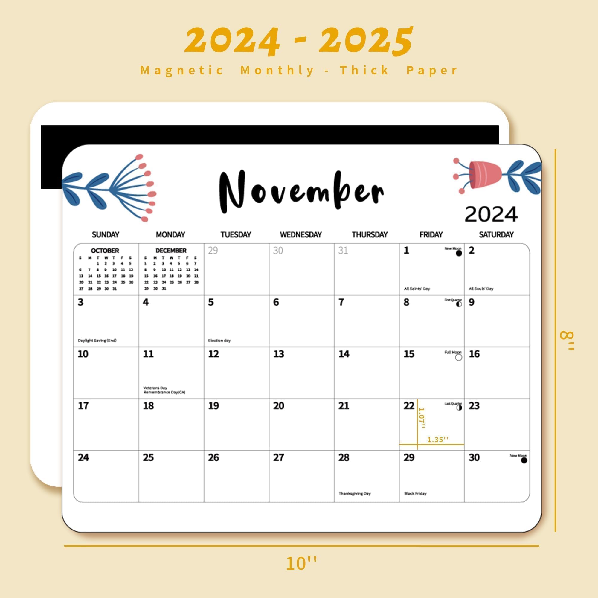 2025 Magnetic Refrigerator Calendar - 12 Month Dry Erase Wall Planner (8