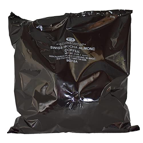 Premium Swiss Mocha Almond Flavored Arabica Coffee - Medium Roast 3LB Bag (Coarse Ground) for French Press, Cold Brew & Drip Coffee Makers - Gourmet Specialty Coffee for Home & Office Use