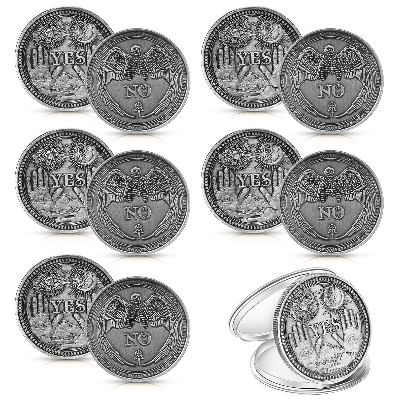 Yinkin 10 Pack Yes No Challenge Coin - Decision Maker Flip Coin for Gifts, Party Games, Office & School Use - Silver (Perfect for Holiday Parties, Team Building & Classroom Activities)