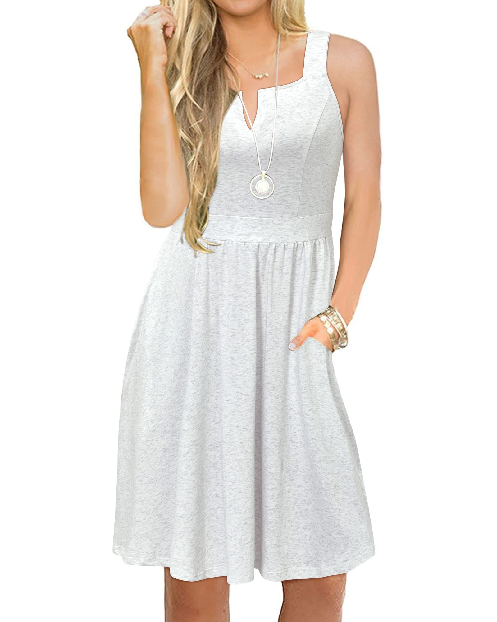 II ININ Women's Floral Sleeveless Midi Dress - A-Line Summer Tank Dress with Pockets for Casual Wear & Party Outings | Perfect for Beach Vacations, Date Nights & Outdoor Events