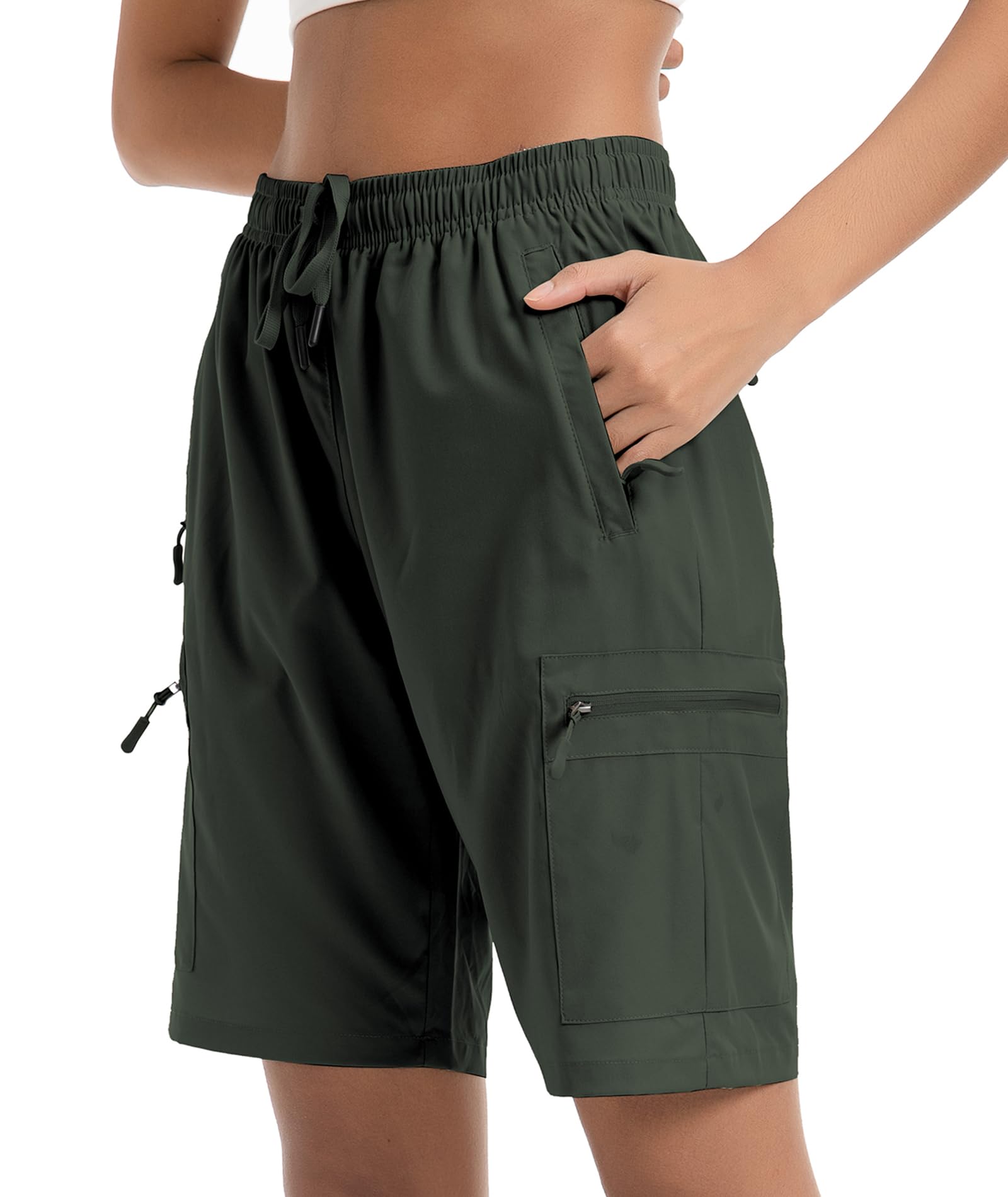 CT-Tebrun Women's Lightweight Hiking Cargo Shorts - Quick Dry, Breathable Summer Athletic Shorts with Pockets for Travel, Golf & Outdoor Activities