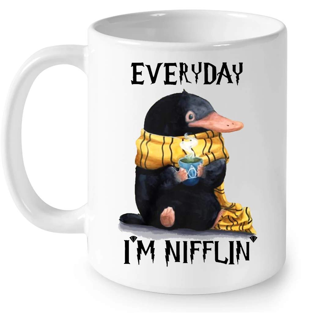 Nifflin Coffee Niffler White Full-Wrap Coffee Mug - Perfect for Harry Potter Fans, Office Use & Gift Giving