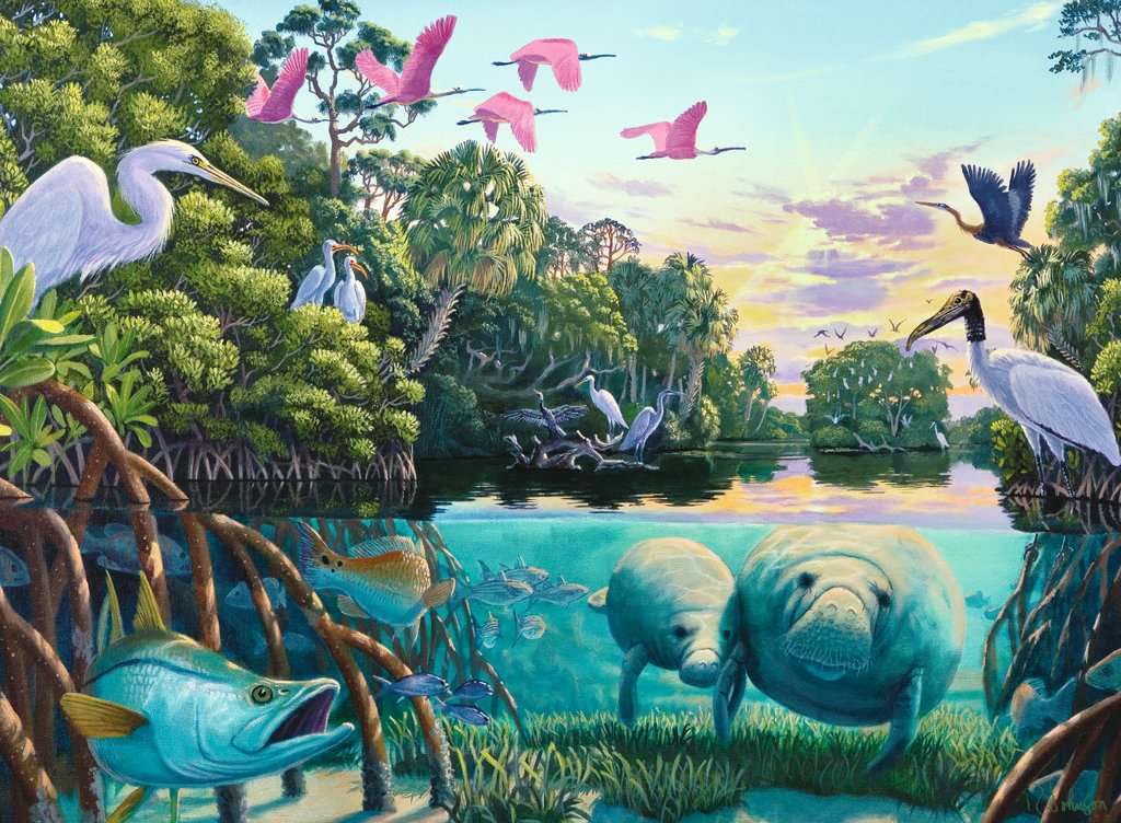 Ravensburger 12000044 - Manatee Moments - 500 Piece Jigsaw Puzzle for Adults & Kids Ages 12+ | Animal Puzzle for Family Game Night & Relaxation