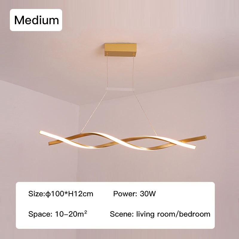 Modern LED Pendant Lamp - Dimmable Black Gold Chandelier Lighting Fixture for Dining Room, Kitchen Island & Living Room Decor