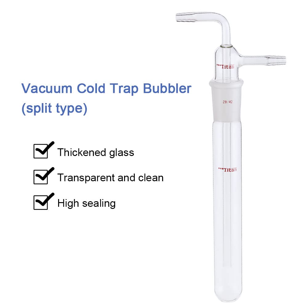 2-Part Glass Vacuum Cold Trap with 29/42 Joint - Lab Gas Washing Bottle for Efficient Solvent Removal | Ideal for Chemistry Labs, Distillation & Vacuum Filtration Systems