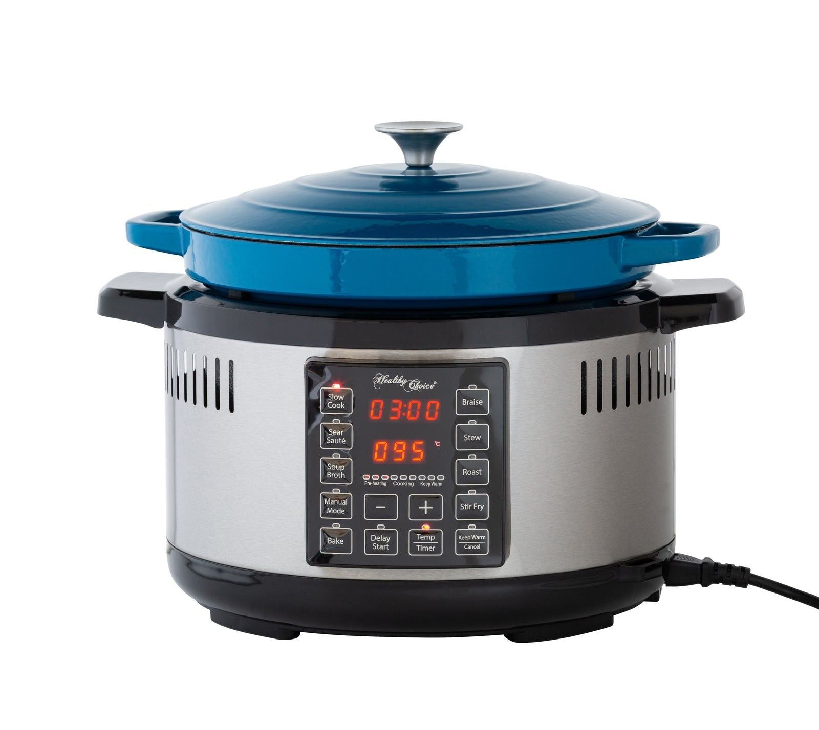 6.5L Smart Digital Dutch Oven with 8 Cooking Presets - Stainless Steel Electric Slow Cooker for Soups, Stews & Meal Prep - Perfect for Family Dinners & Holiday Cooking