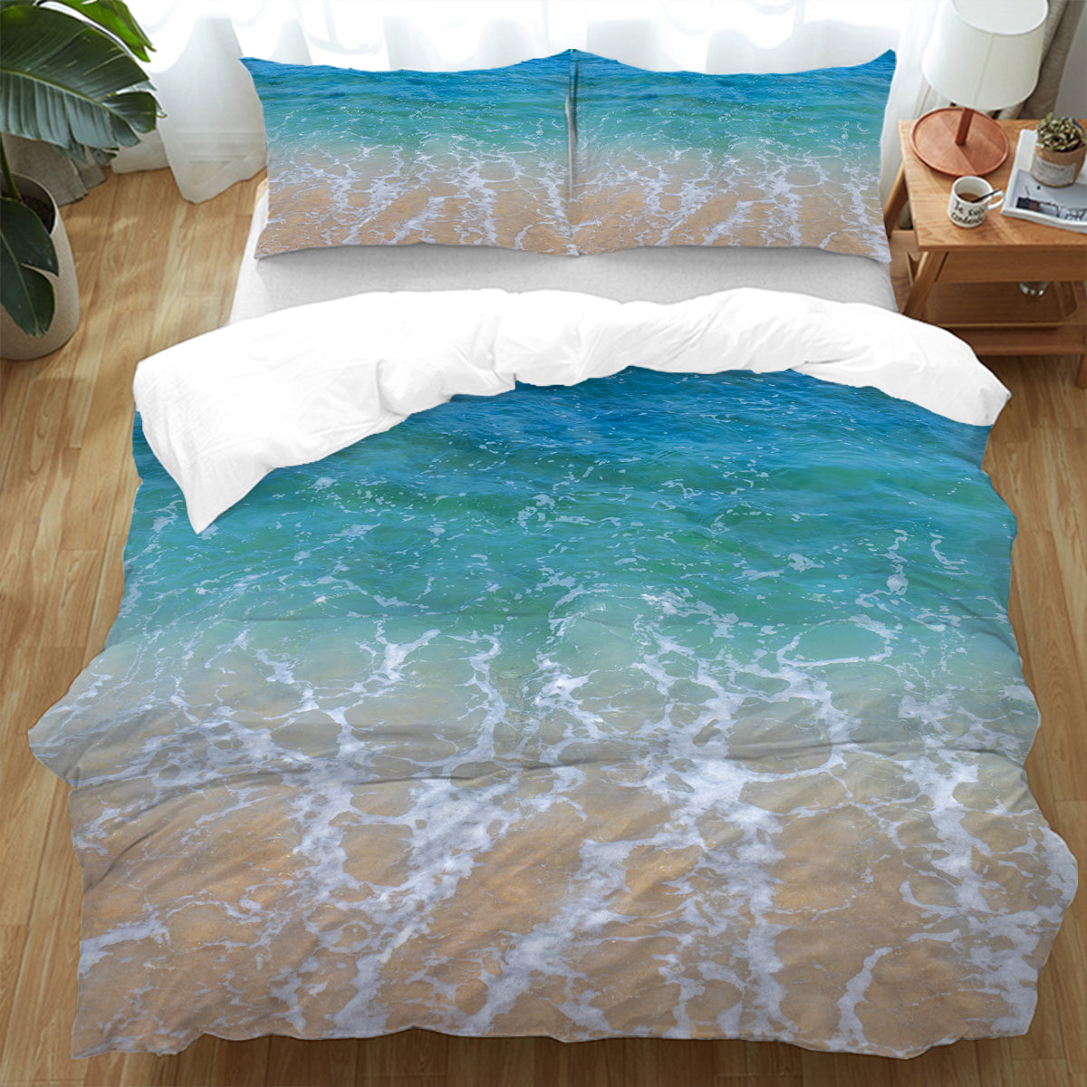 Premium Beach Themed Bedding Set - Soft & Breathable Cotton Comforter, Sheets & Pillowcases for Coastal Decor - Perfect for Summer, Vacation Homes & Beach House Styling