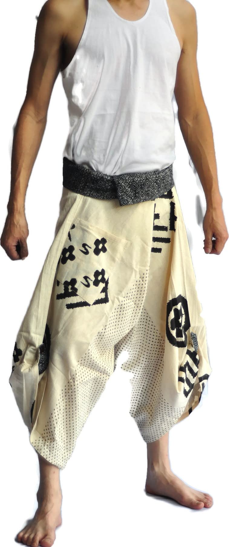 Men's Harem Pants - High Waist Yoga & Lounge Pants with Tassels | Navy Blue Elephant Pants for Plus Size | Japanese Fashion Inspired Comfort Wear | Perfect for Yoga, Meditation & Casual Outfits