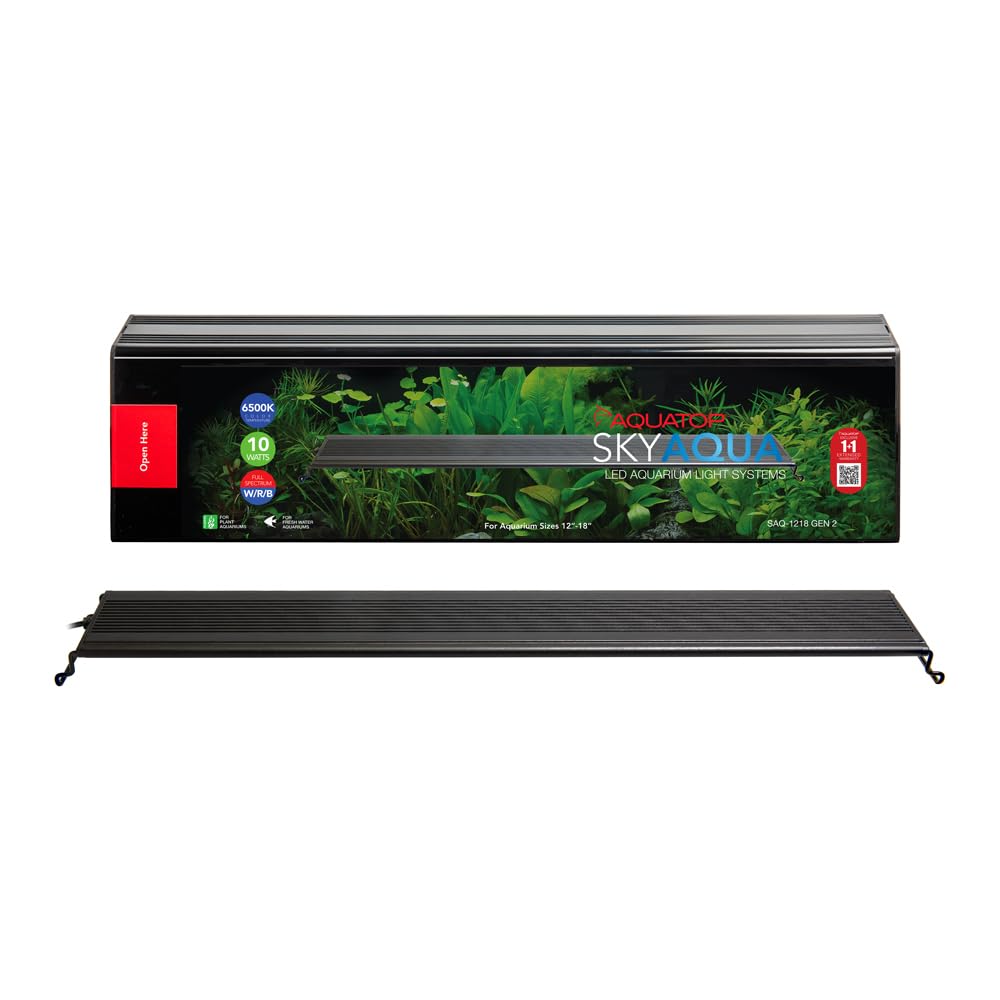 Aquatop SkyAqua LED Aquarium Light 6500K Full Spectrum - 12-18 Inch Fish Tank Lighting with 3 Position Switch | UL & CSA Certified Natural Sunlight Simulation | Perfect for Freshwater & Planted Aquariums