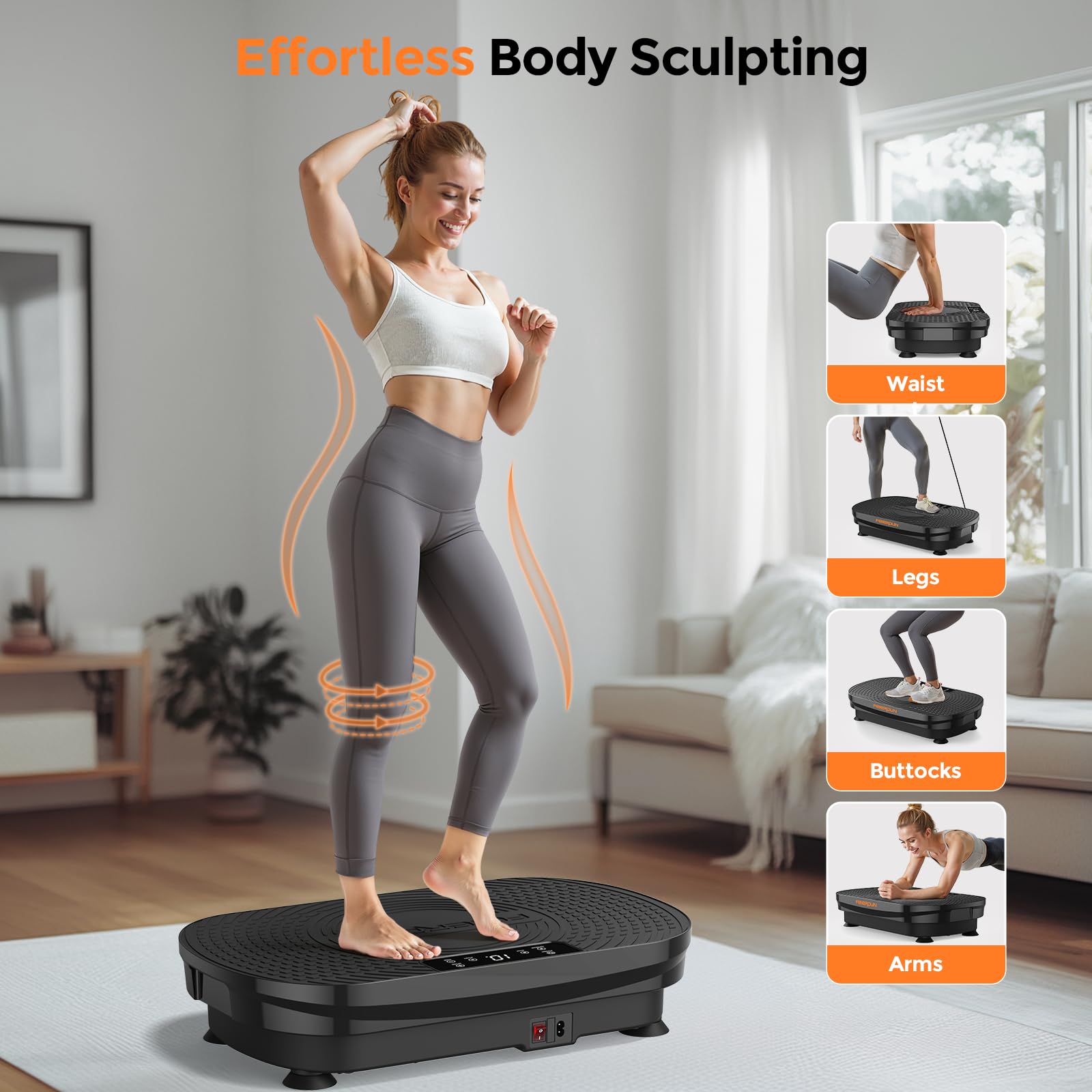 FEIERDUN Vibration Plate Exercise Machine for Weight Loss & Toning - Whole Body Vibration Platform with Resistance Bands & Remote Control - Home Gym Workout Equipment for Fitness & Recovery
