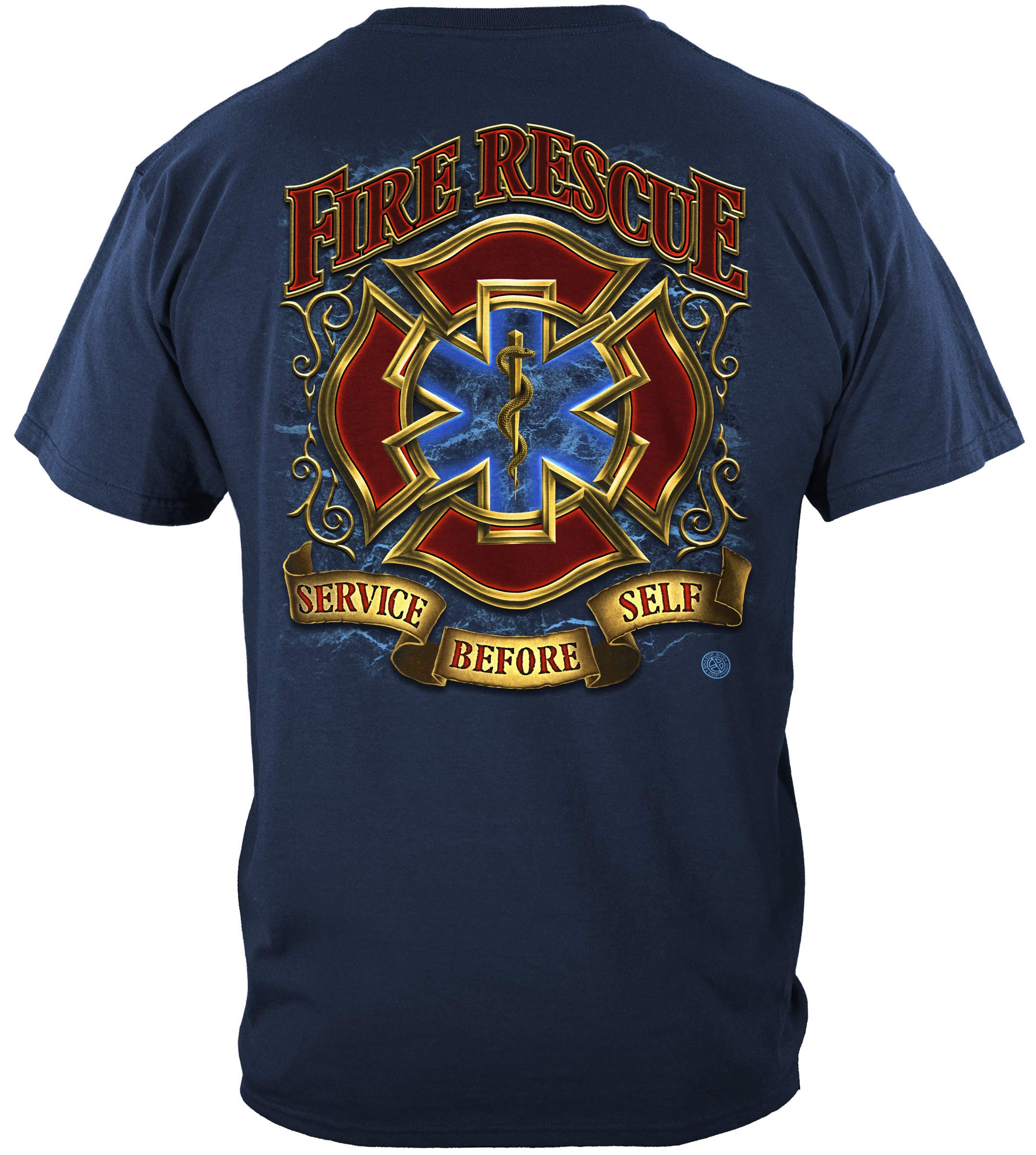Firefighter T Shirt for Men - Fire Rescue Gold Shield Design Tee FF2086 - Perfect for Firefighter Appreciation Gifts & EMS Week Events