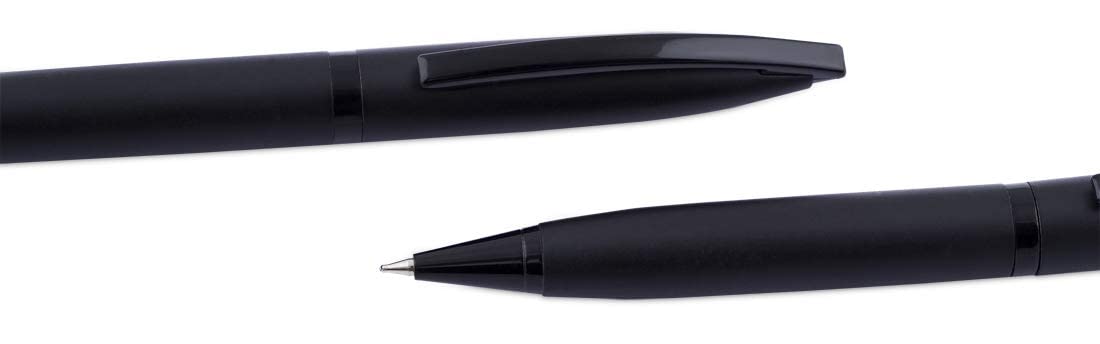 Premium Black Executive Pen Set - 2 Pack Blue Ink Rollerball & Ballpoint Pens for Office, Business Gifts & Professional Writing