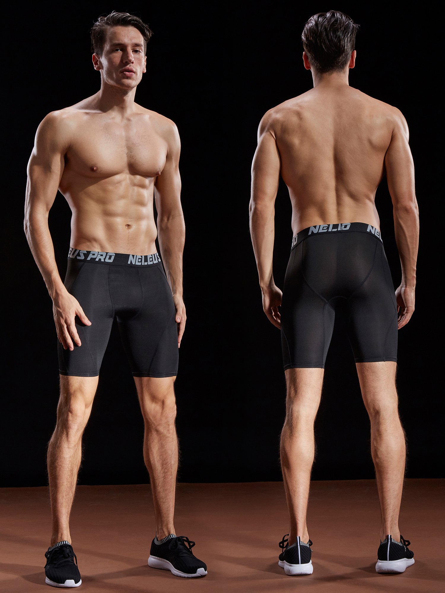 NELEUS Men's Compression Shorts 3-Pack - Moisture Wicking, Breathable & Anti-Chafing Workout Shorts for Running, Gym & Sports