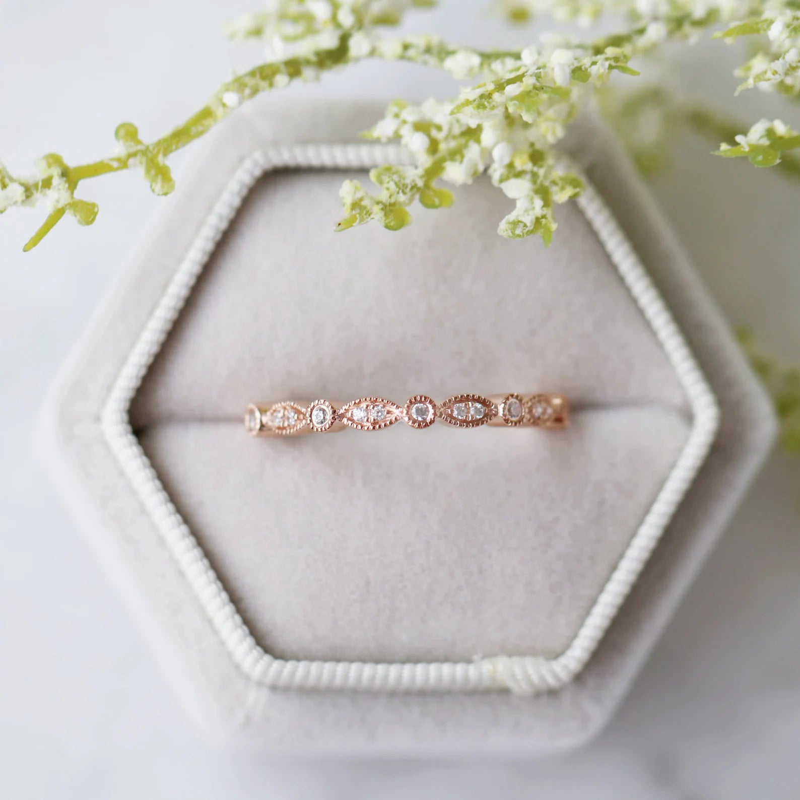 Luxury Vintage Natural Diamond or Moissanite Wedding Ring - 10K/14K/18K Solid Rose Gold - Perfect for Engagement, Anniversary & Bridal Jewelry Gifts