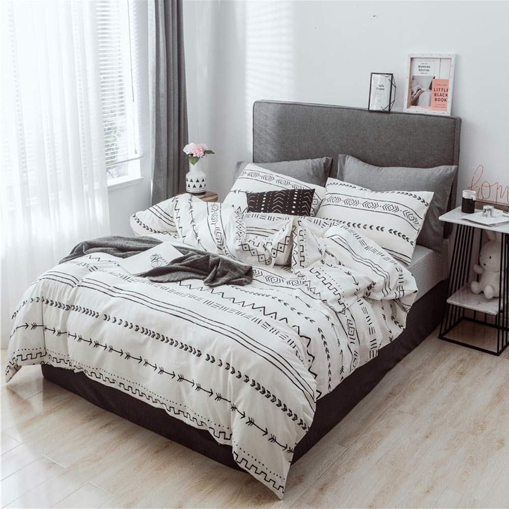 Feelyou Boho Aztec Duvet Cover Queen Size - Bohemian Geometric Stripe Bedding Set for Kids, Boys, Girls & Adults | Soft Modern Quilt Cover with Zipper Closure (Comforter Not Included) | Perfect for Bedroom Decor, Guest Rooms & Bohemian Style Homes