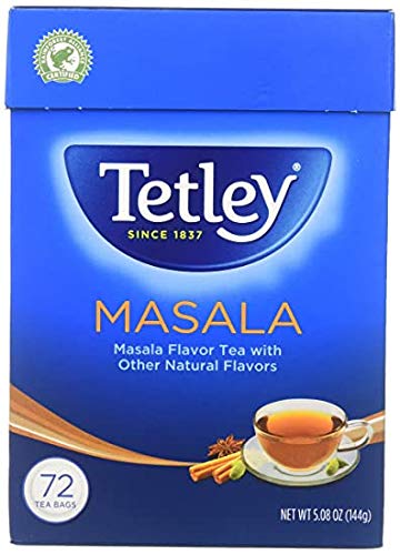 Tetley Masala Chai Tea Bags - 72 Count | Premium Spiced Black Tea for Morning Boost & Relaxation | Perfect for Home, Office & Travel