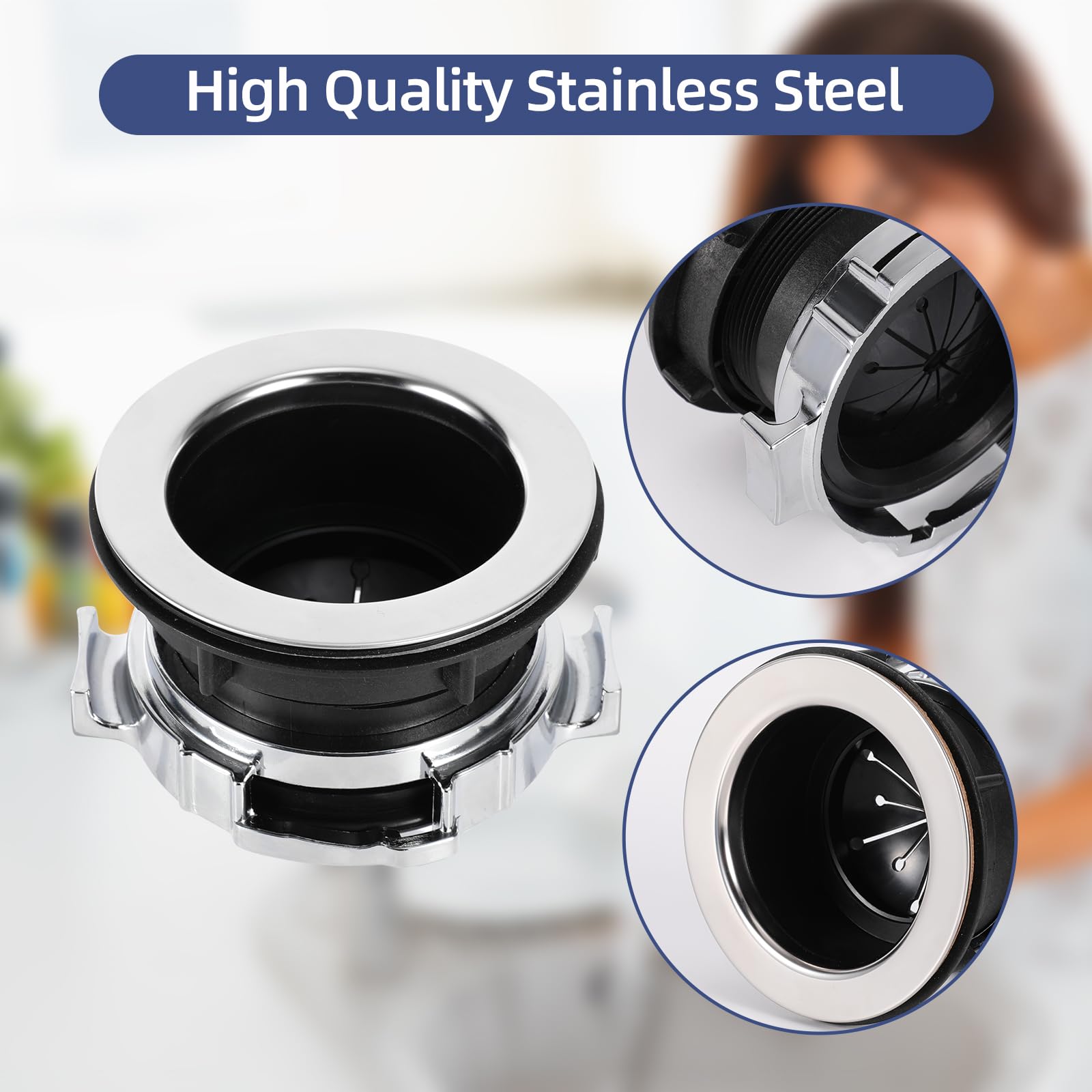 RQYEKDO Garbage Disposal Flange Kit - Stainless Steel Food Waste Disposer Mounting Accessories Replacement for Kitchen Sink - Perfect for Home, Restaurant & RV Use