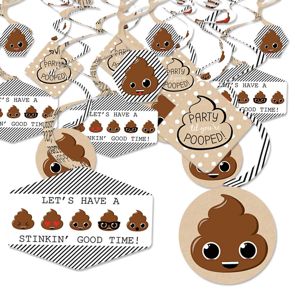Poop Emoji Party Decorations - Set of 40 Hanging Swirls for Birthday & Funny Theme Parties - Perfect for Kids, Teens & Adult Humor Events