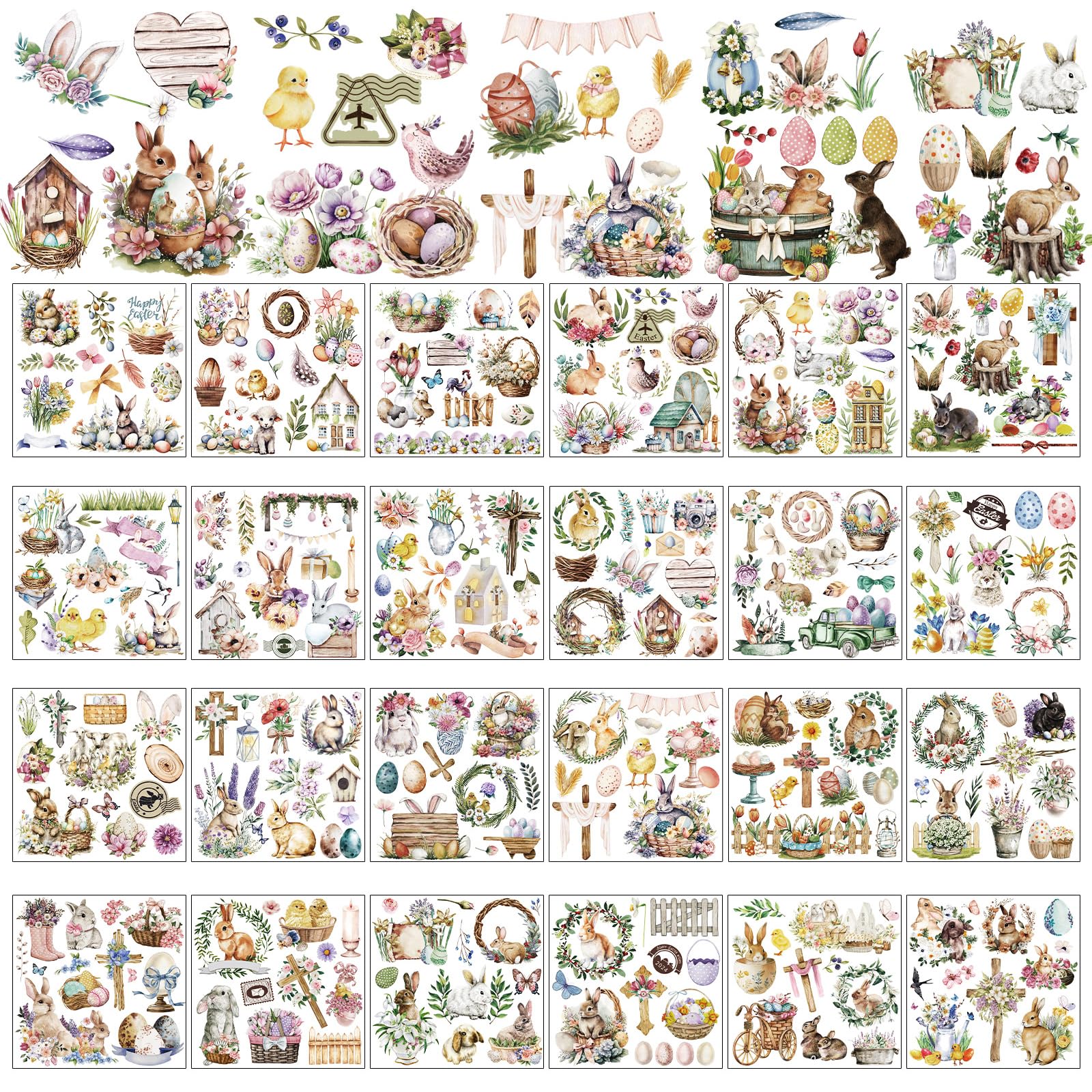 25 Sheets Easter Rub-On Transfer Stickers - DIY Crafts, Furniture Decor, Easter Bunny Egg Truck Garland - Wood, Fabric, Home DIY Projects (5.9