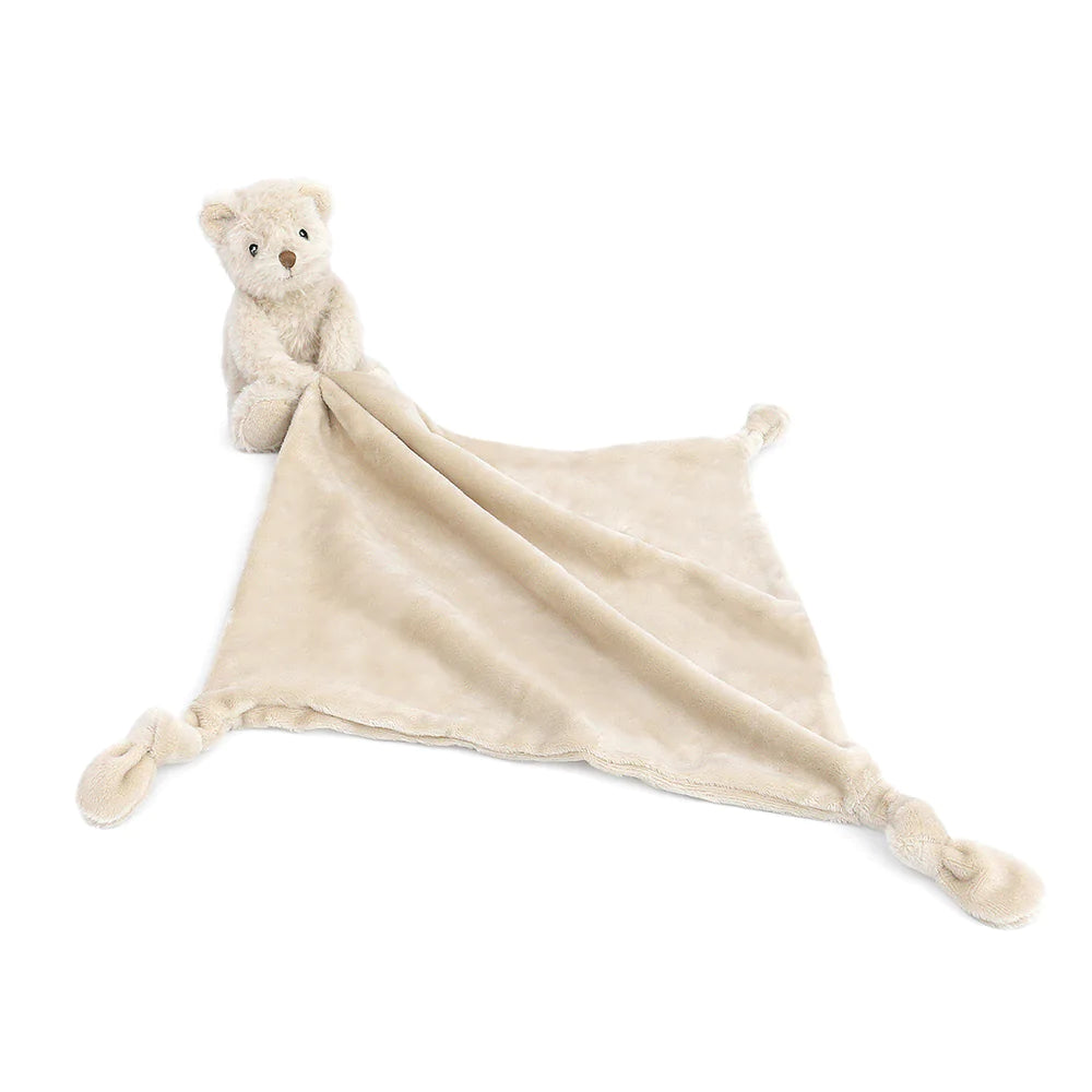 Huggie Bear Knotted Security Blanket - Soft Baby Comfort Blanket for Toddlers & Infants - Perfect for Naptime, Travel, and Sensory Soothing