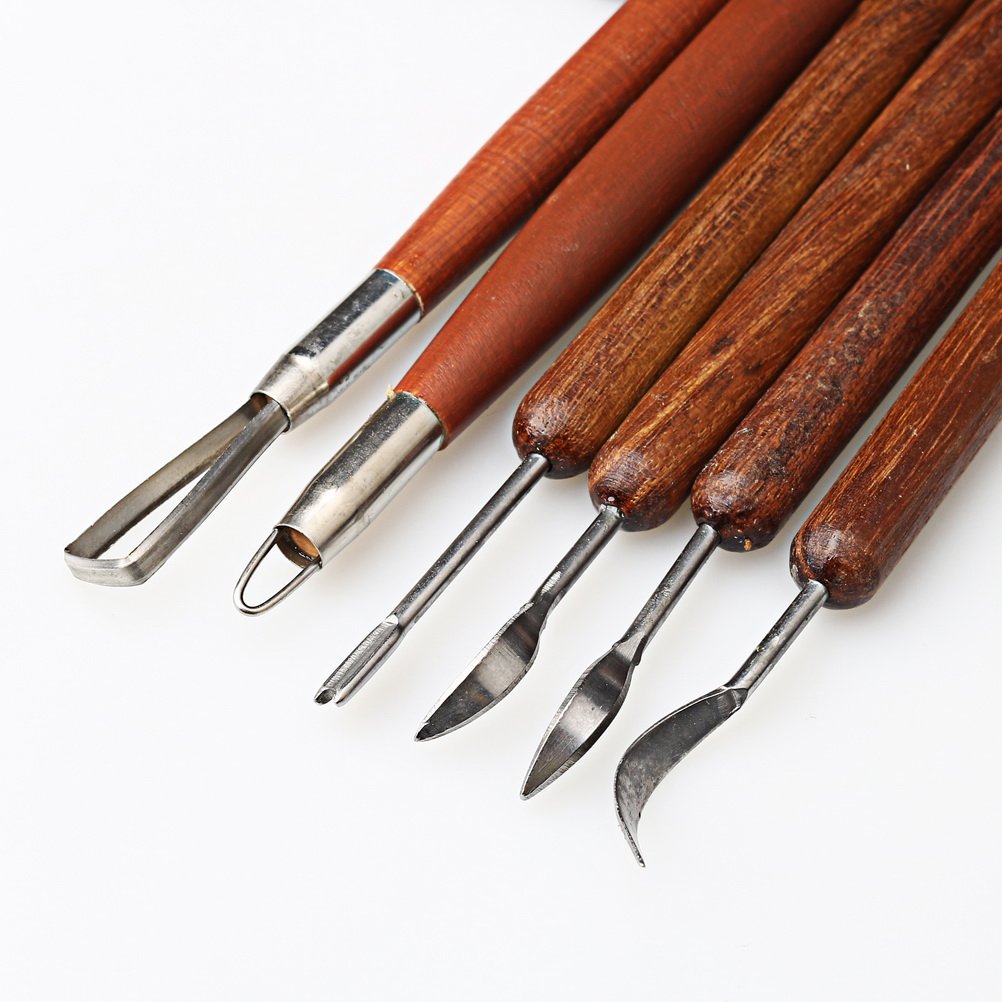 6Pcs Clay Sculpting Tools Set - Wooden Handle for Pottery & Ceramics - DIY & Art Projects