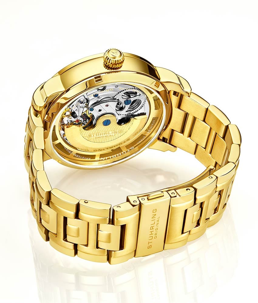 Luciano 371B Automatic 46mm Skeleton Watch for Men - Luxury Stainless Steel Mechanical Timepiece with Transparent Dial - Perfect for Business, Formal Events & Gift Giving