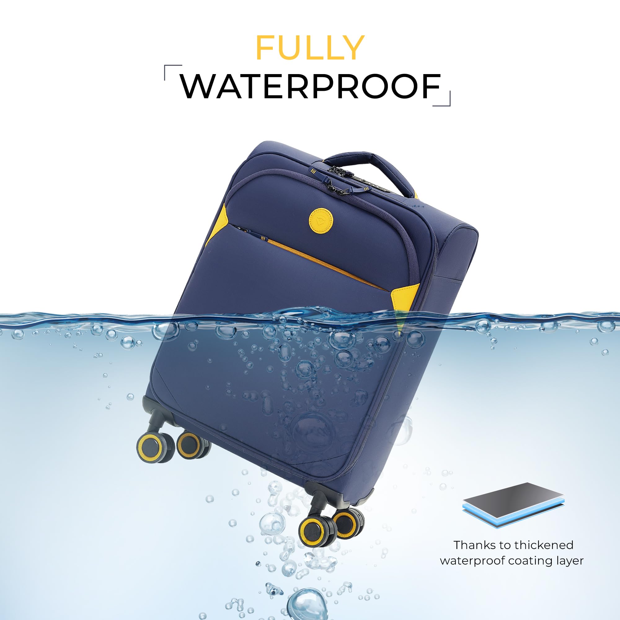Vergae Cambridge Lightweight Expandable Softside Spinner Wheel Suitcase - 29 Inch Large Checked Luggage for Travel, Navy Blue | Perfect for International Flights & Family Vacations