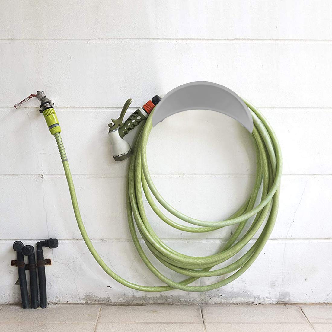 Wall Mount Garden Hose Holder & Organizer - Heavy Duty Outdoor Hose Hanger for Large Water Hoses | Perfect for Garage, Yard, and Garden Storage (Water Hose Storage Solution)