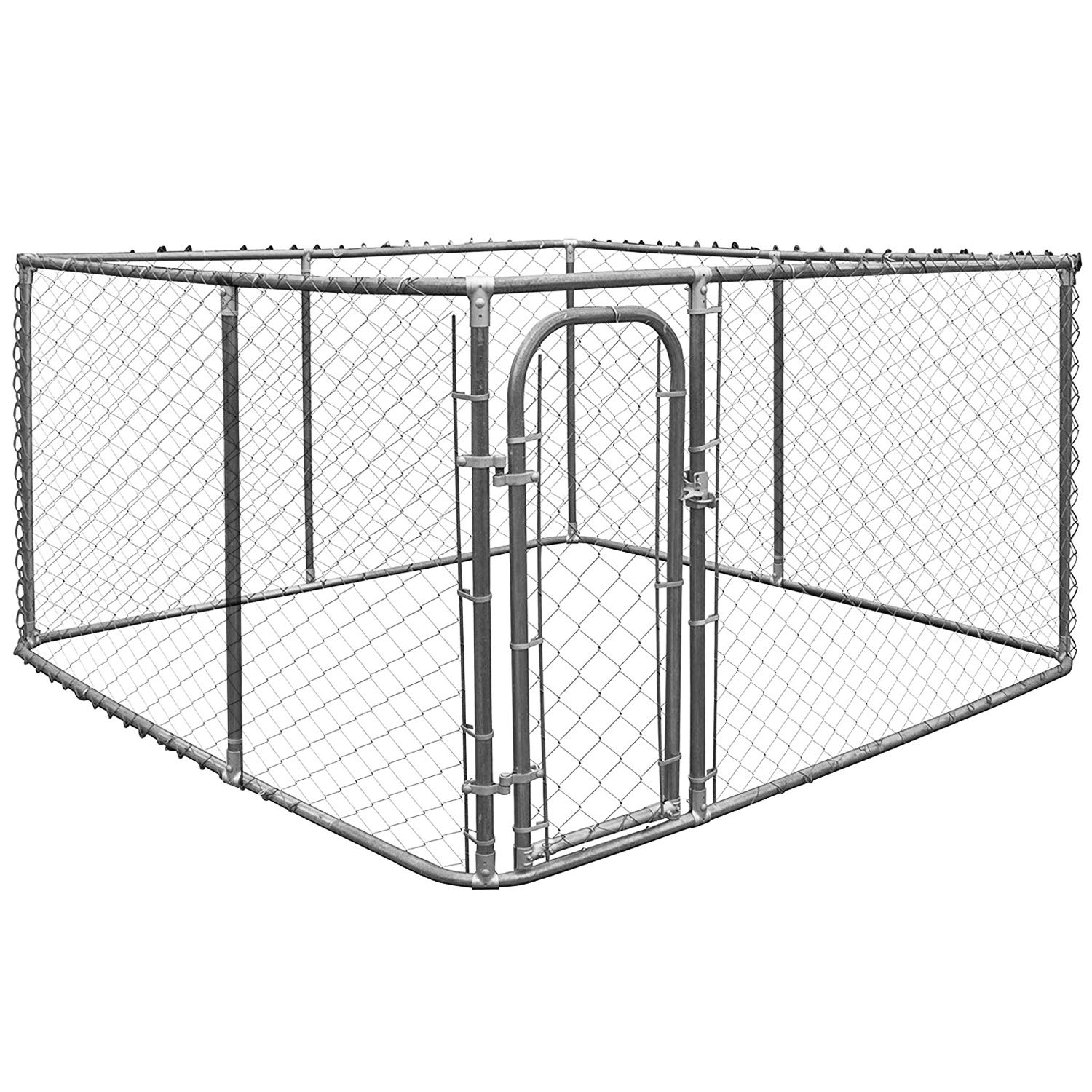 Giantex 7.5ft x 7.5ft Large Outdoor Dog Kennel with Chain-Link Mesh Sidewalls - Durable Pet Playpen for Backyard, Dog Run House & Training | Perfect for Medium to Large Dogs, Secure Outdoor Exercise & Playtime