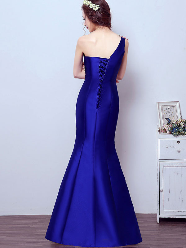 Exquisite Embroidered Phoenix One Shoulder Fishtail Qipao Cheongsam Dress - Elegant Chinese Traditional Evening Gown for Weddings, Parties & Special Occasions