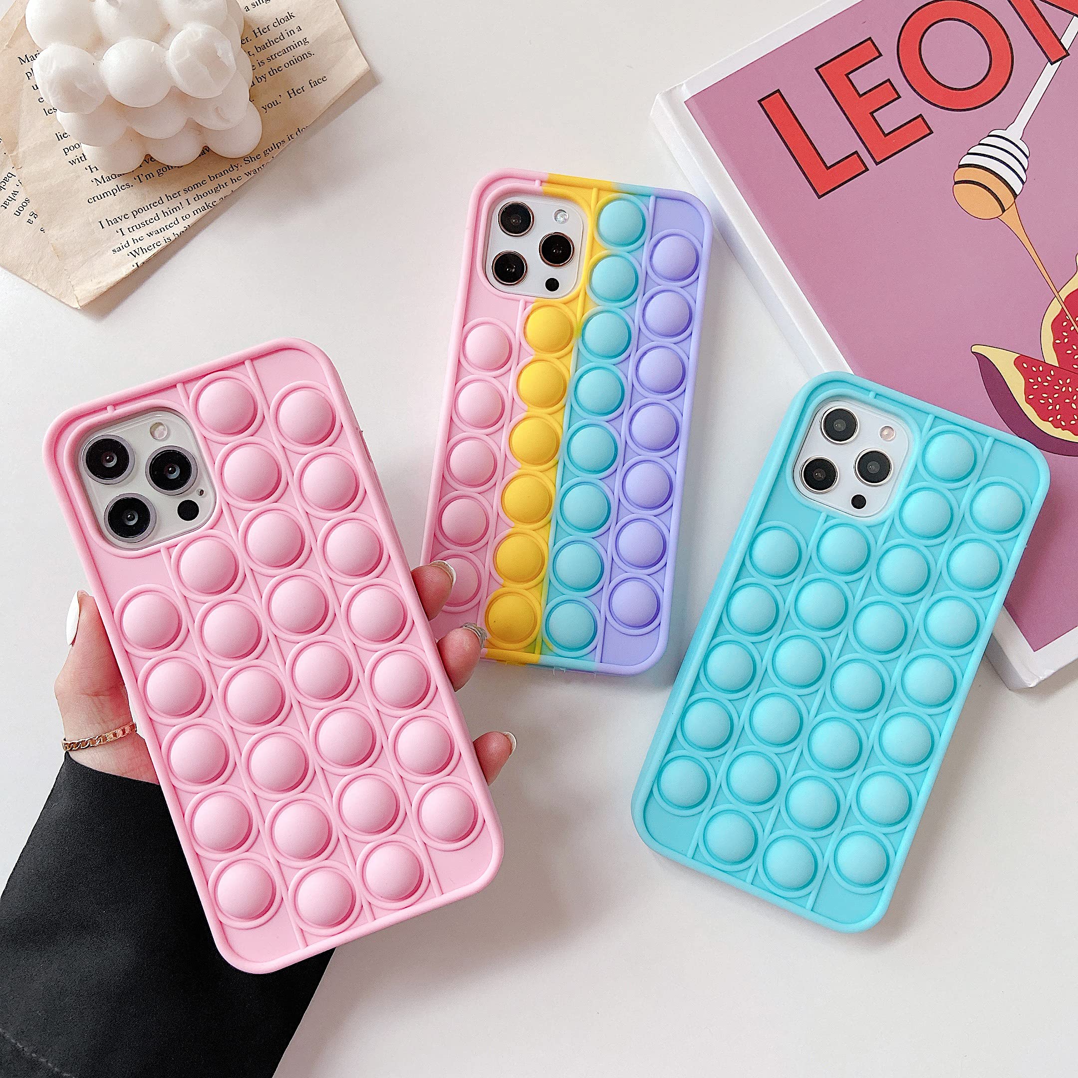 Cocomii - iPhone 12 Pro Max Fidget Case with Sensory Push Pop Bubbles - Stress Relief Phone Cover for Women, Men & Teens - Protective 6.7 inch Blue Case - Perfect for Anxiety Relief, Office Focus & Classroom Fidgeting