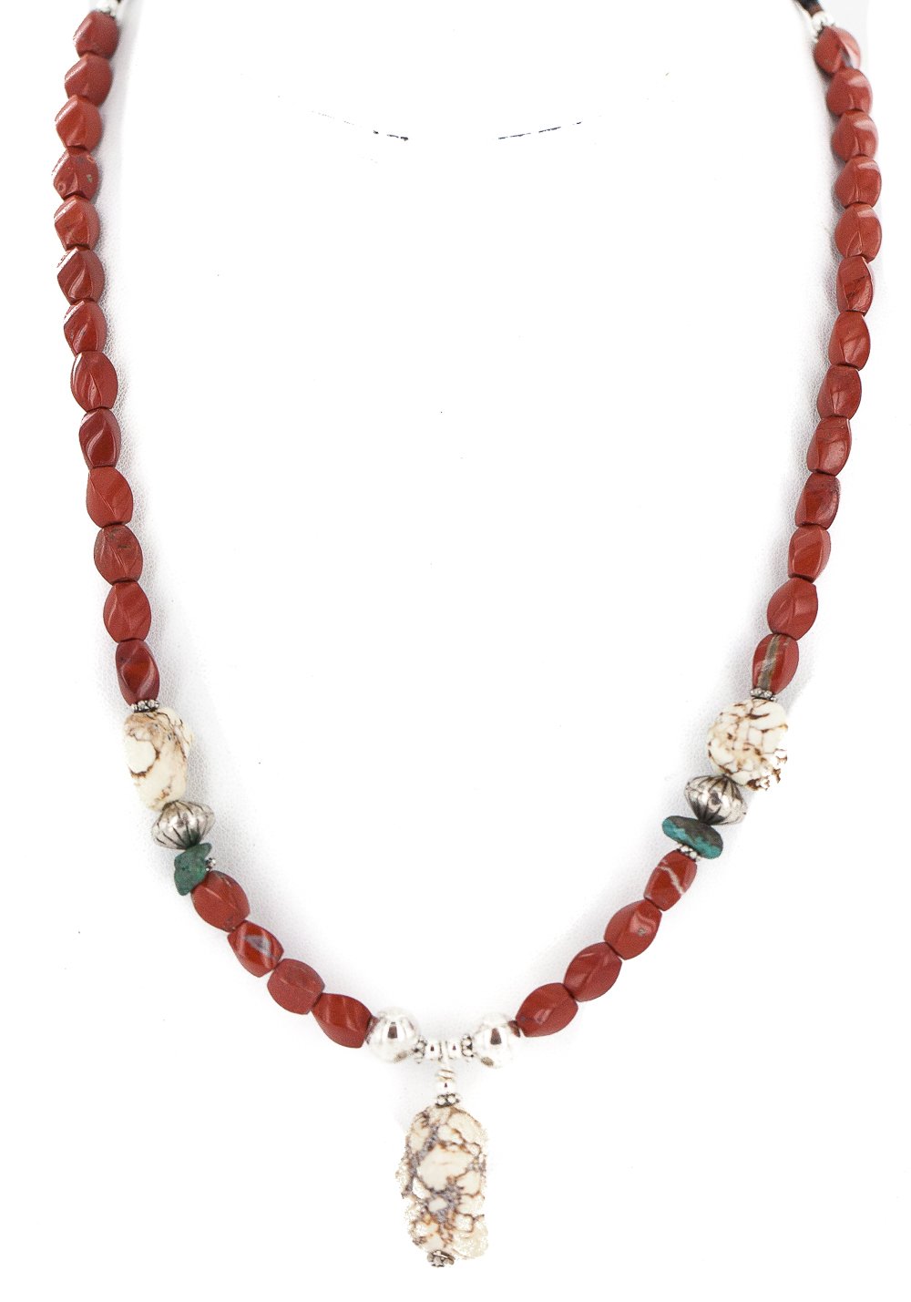 Authentic Navajo White Howlite Red Native American Necklace - Sterling Silver Certified Handmade by Loma Siiva | Perfect for Boho Fashion, Cultural Events & Spiritual Healing Jewelry