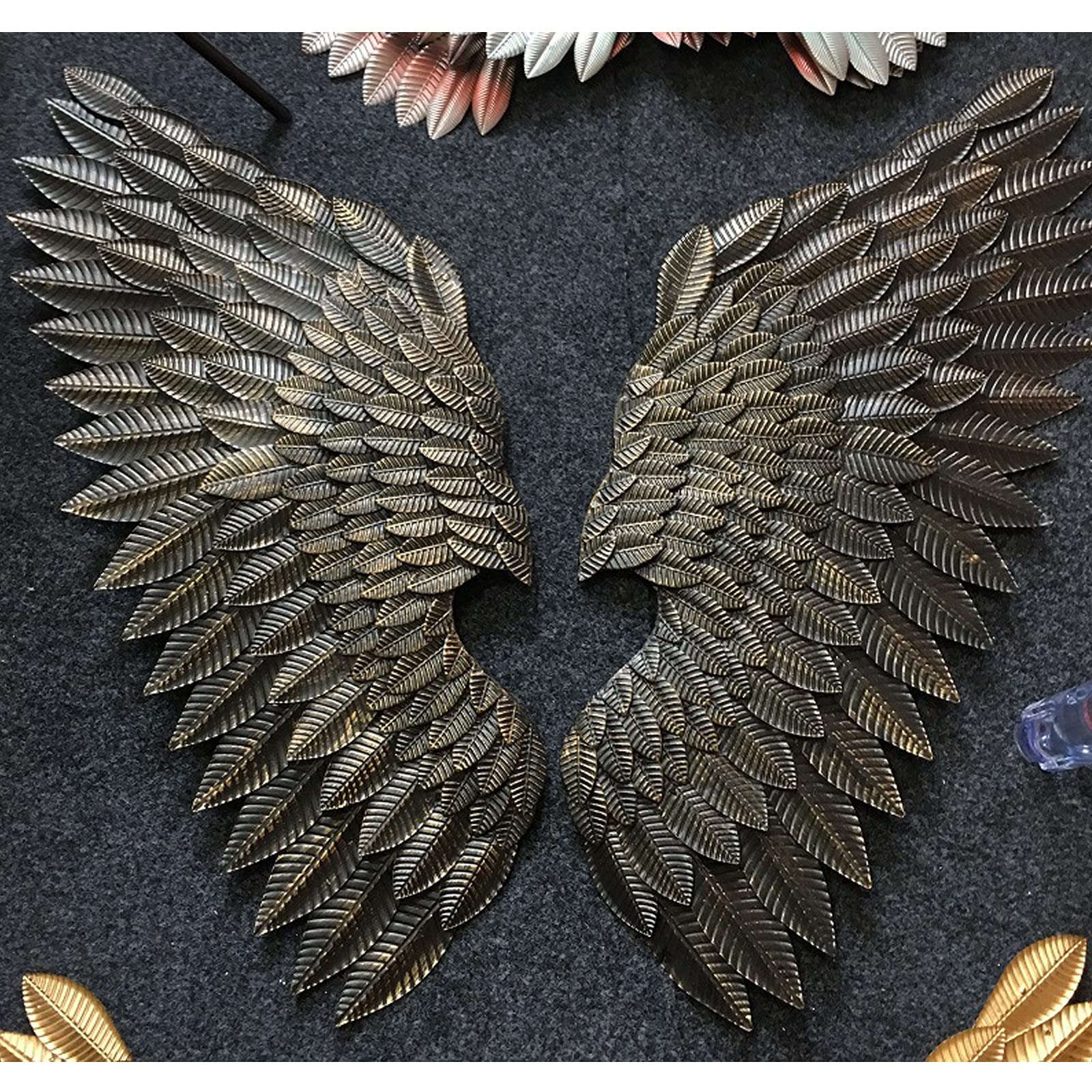 3D Metal Angel Wings Wall Decor - Handmade Bas-Relief Wall Hanging Art for Bedroom & Living Room - Vintage Retro Wall Stickers - Black Gothic Home Decoration - Perfect for Gothic, Boho, or Vintage Style Interiors