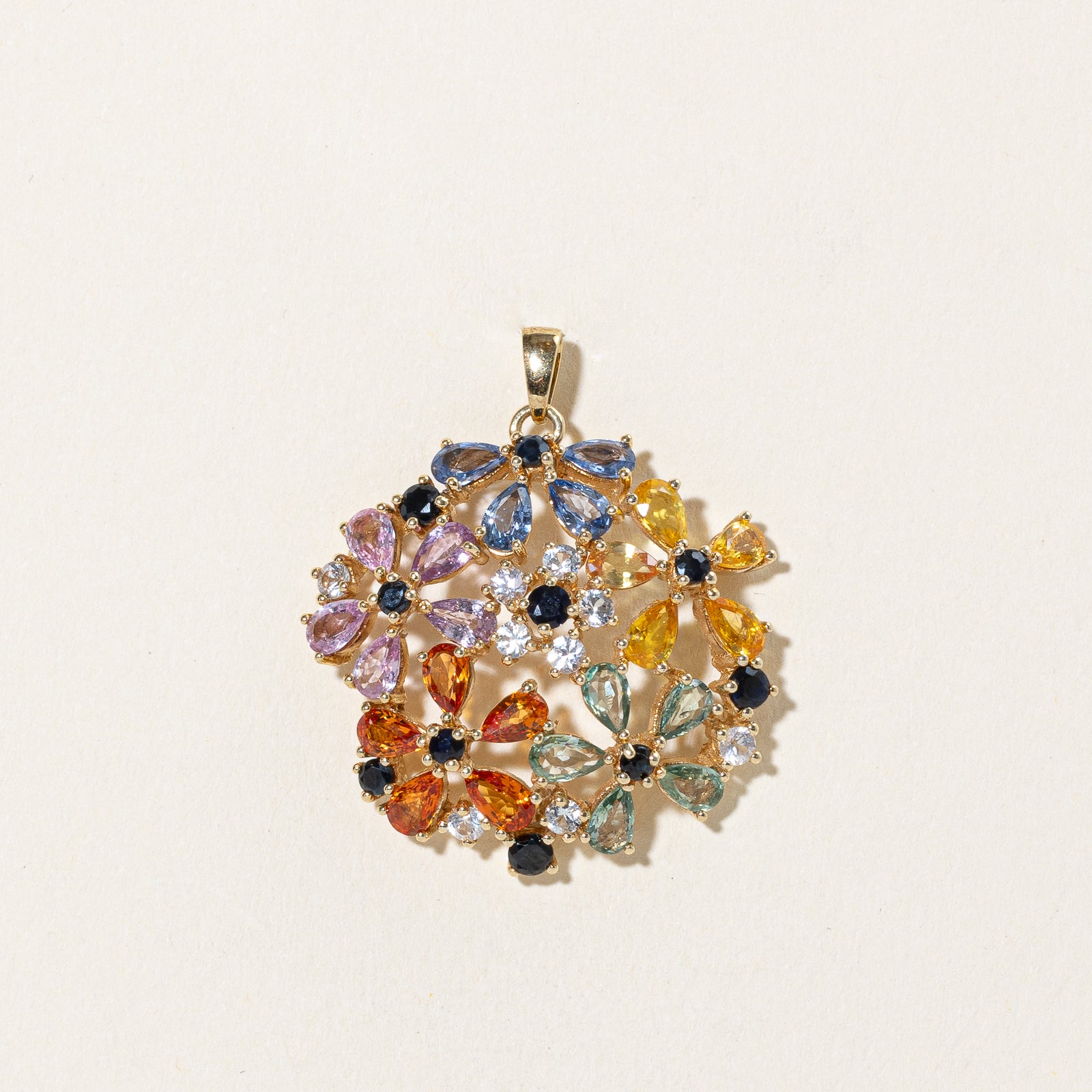 6.75ctw Multi-Colored Sapphire Floral Pendant Necklace - Elegant Jewelry for Women, Perfect Gift for Birthday, Anniversary & Special Occasions