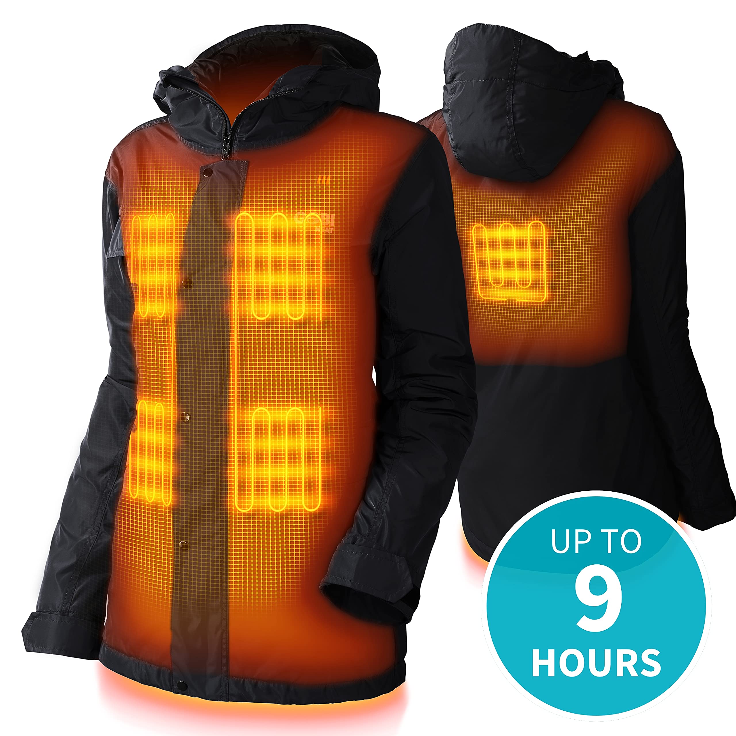 Women's Heated Ski Jacket with 10-Hour Battery Life | Rechargeable Winter Jacket with USB Charging Cable | Machine Washable | Perfect for Skiing, Snowboarding & Cold Weather Outdoor Activities