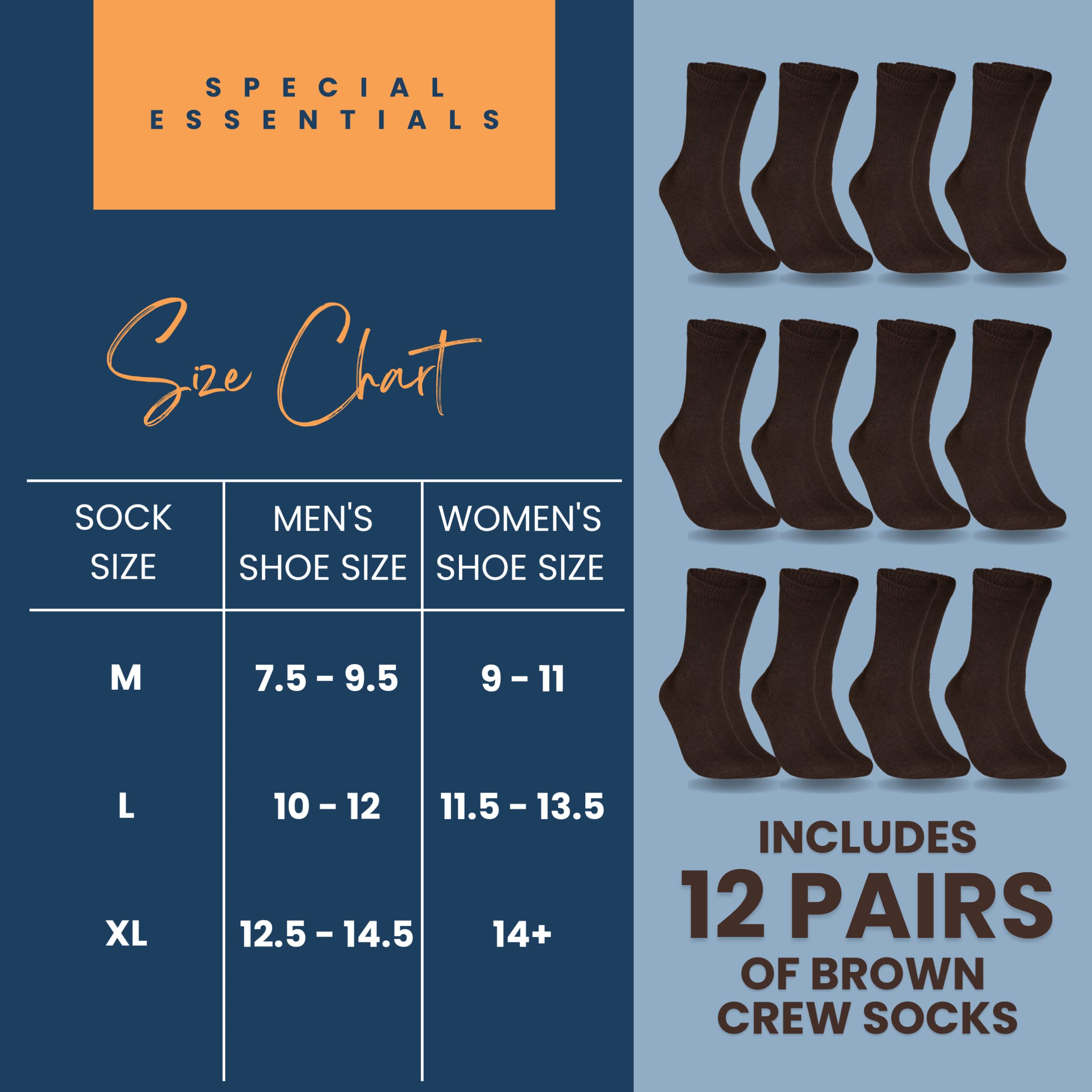 12 Pairs Cotton Diabetic Socks for Men & Women - Non-Binding Wide Top Crew Socks for Neuropathy & Circulation - Ideal for Daily Wear, Work & Travel