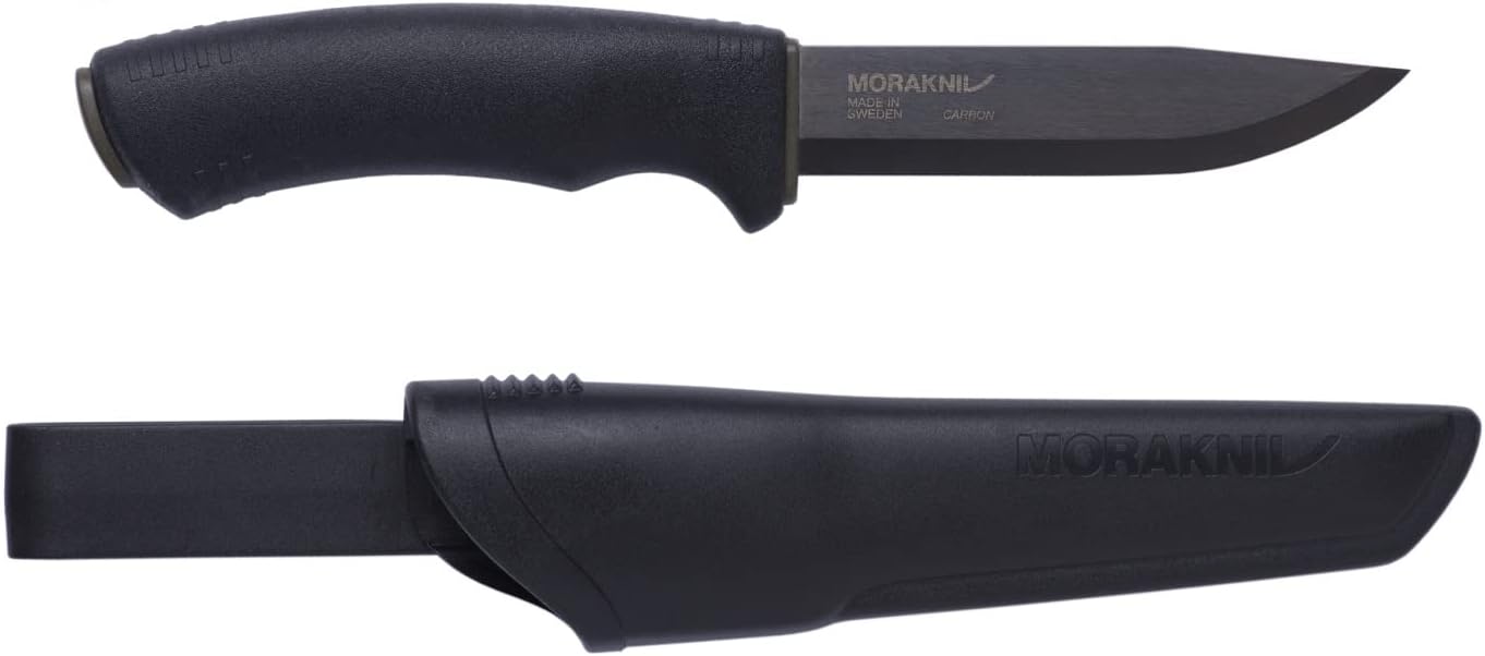 Morakniv Bushcraft Black Survival Knife - High Carbon Steel Blade, Ergonomic Handle for Outdoor Camping, Hunting & Bushcraft Activities