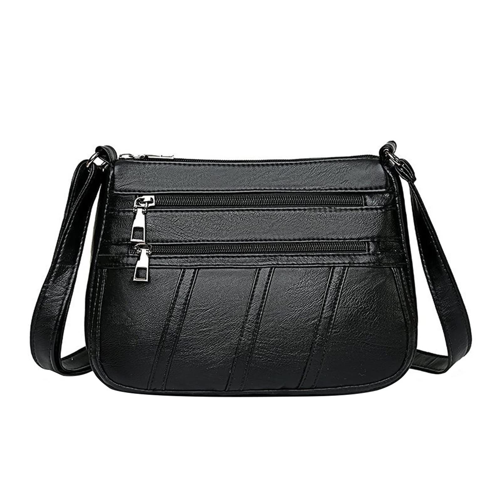 Fashion Women's PU Leather Shoulder Bag - Simple Solid Crossbody Purse with Multi-Pockets for Mother & Ladies (Black) | Perfect for Work, Travel & Daily Use