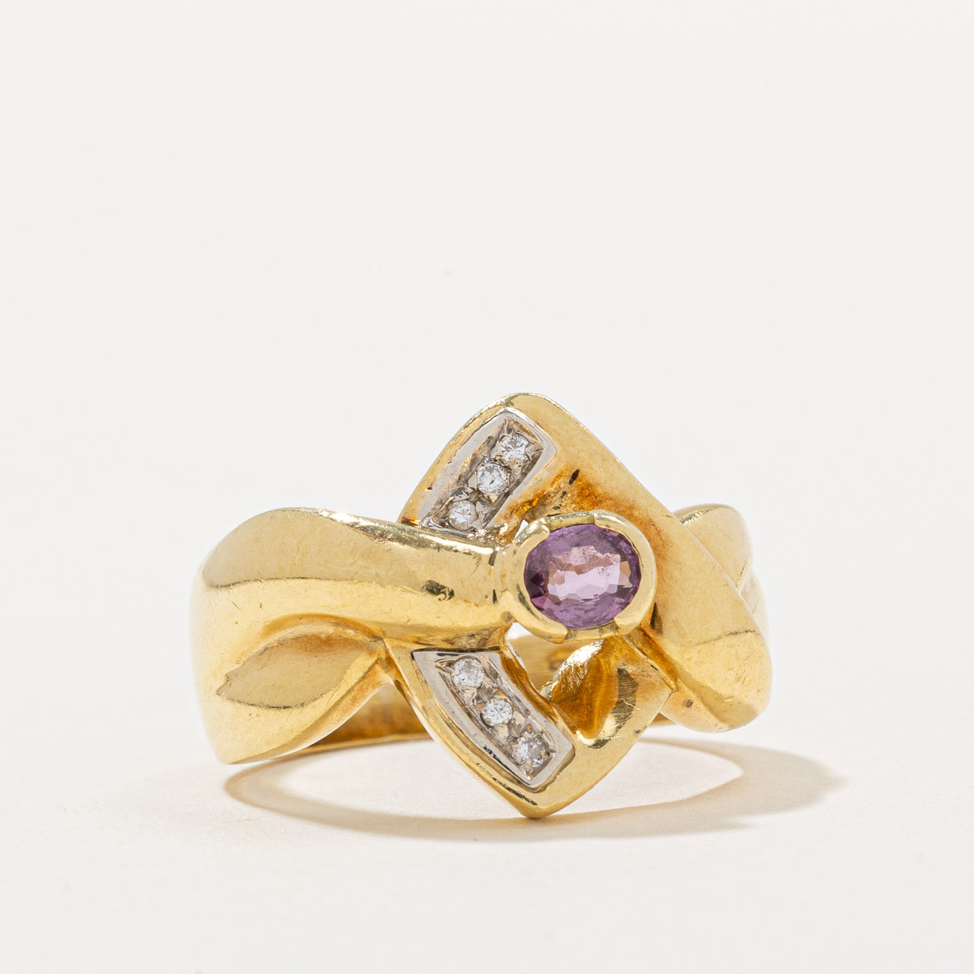 Exquisite 0.25ct Pink Sapphire & 0.03ctw Diamond Cocktail Ring - Size 5.5 | Elegant Women's Jewelry for Parties, Weddings & Special Occasions