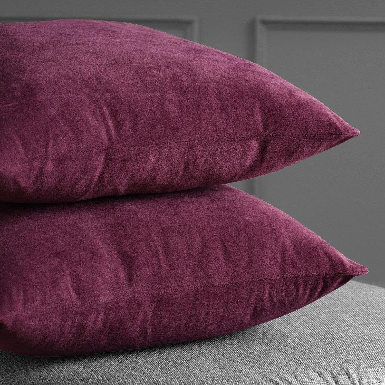 Premium Cabernet Red Velvet Cushion Covers Set of 2 - Soft Luxury Decorative Pillow Covers for Sofa, Bed, Living Room & Home Decor