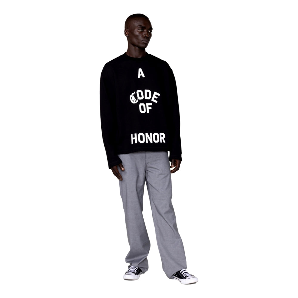 HONOR THE GIFT HONOR CODE CREWNECK SWEATSHIRT - BLACK MEN'S CASUAL PULLOVER FOR STREETWEAR & GIFT GIVING