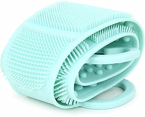 Exfoliating Silicone Back Scrubber with Handle - Dual Sided Bath Brush for Dead Skin Removal - Men & Women Shower Accessories - Perfect for Spa, Exfoliation and Deep Cleaning in Bath or Shower