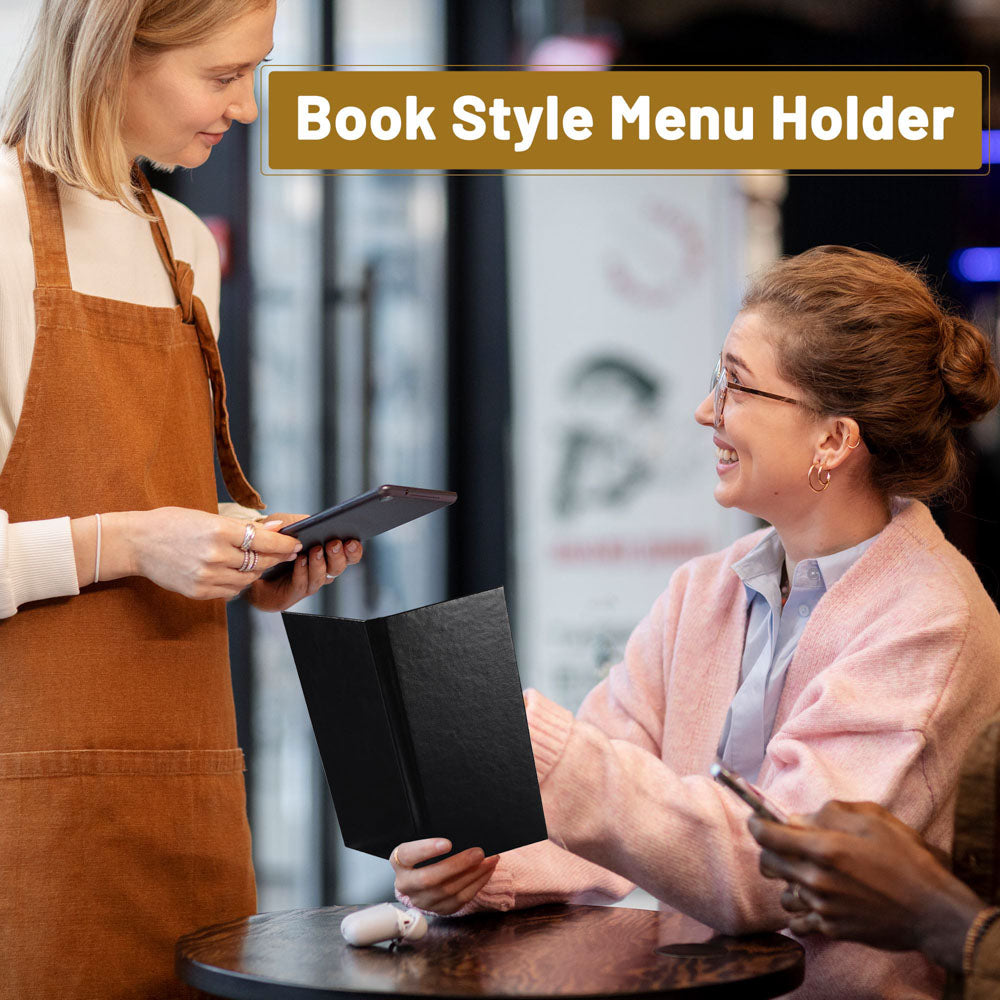 Premium PU Leather Menu Book Covers - 5-Pack, 4.25