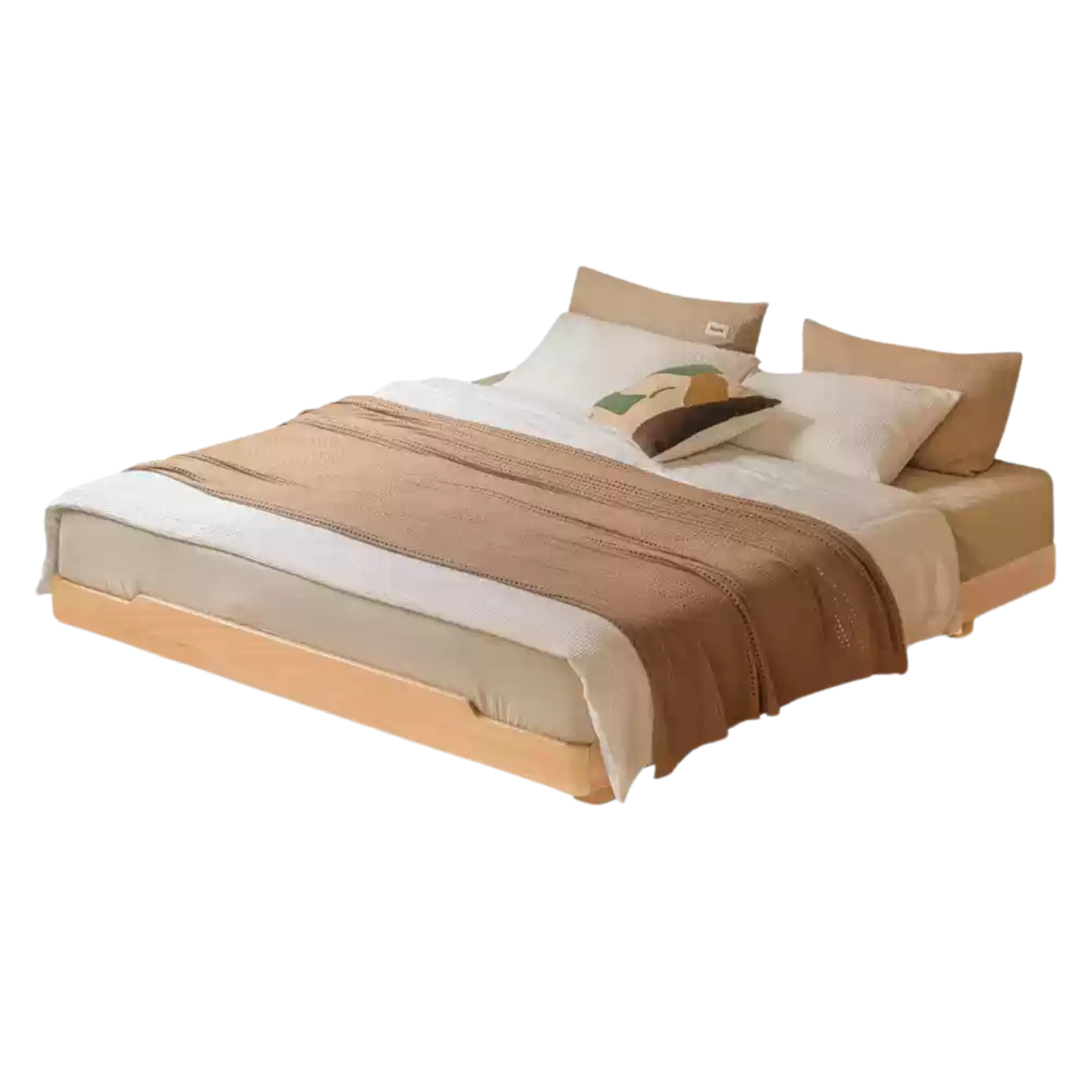 Natural Wood Color Beech Platform Bed